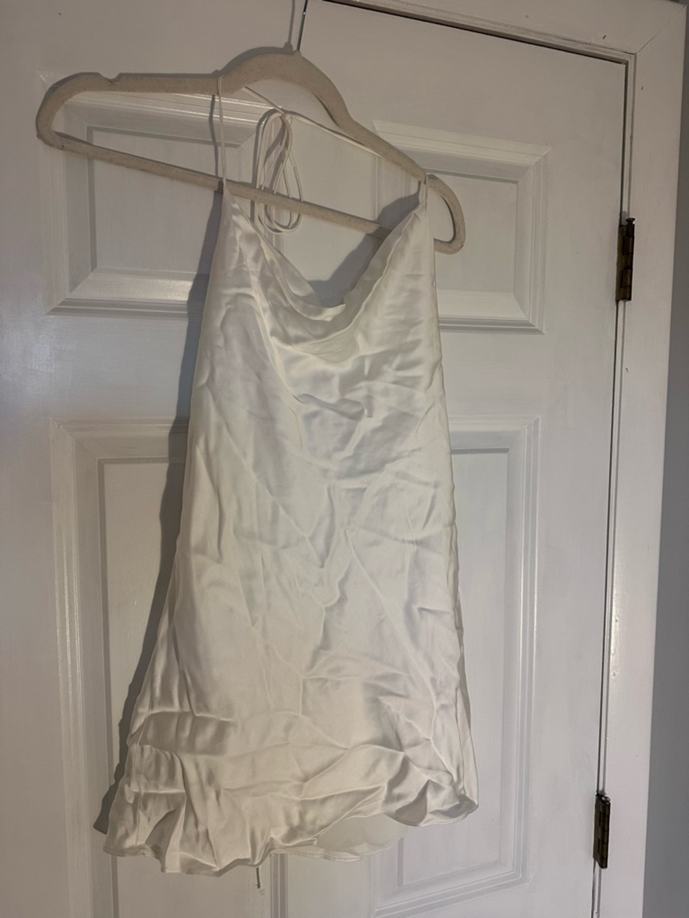 White Satin Halter Mini Dress – Zara (Size M)